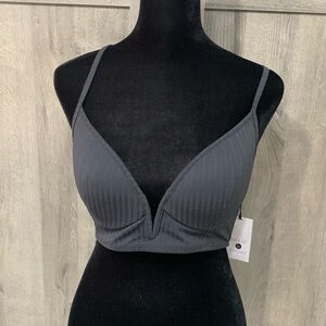 Shade & Shore Black Ribbed Bikini Wire Top New With Tags Women's Size 34B